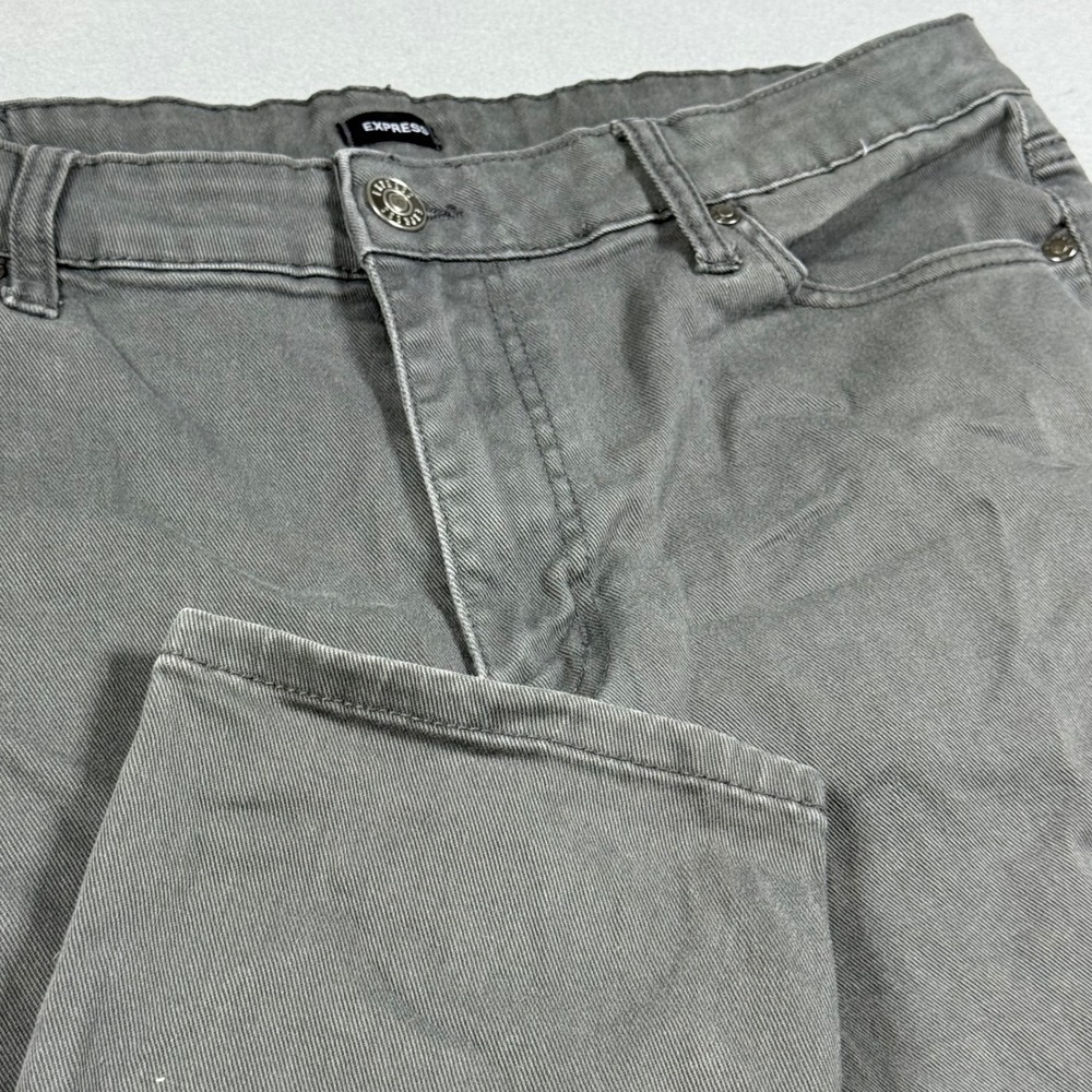 Express Mens Slim Straight Gray Jeans 36x32 Cotton Blend Stretch Pants